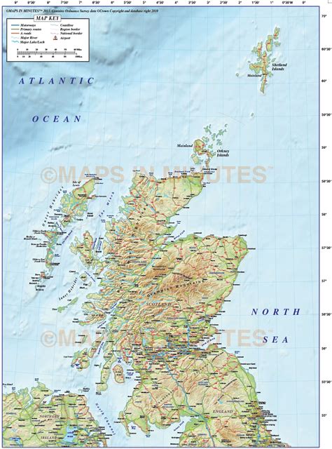 Vector Scotland Regions Road Map With High Resolution Regular Relief