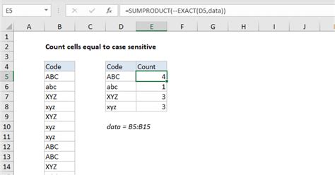 Count Cells Equal To Case Sensitive Excel Formula Exceljet