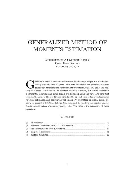 Generalized Method Of Moments Estimation Econometrics C Lecture Note 8