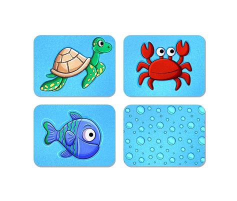 Иллюстрация Мемо игра «Морские животные» в стиле детский