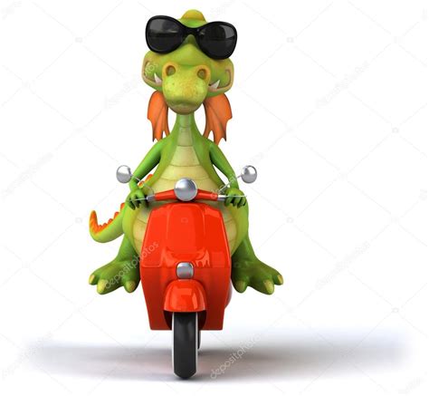 Fun dragon on scooter — Stock Photo © julos #86017798