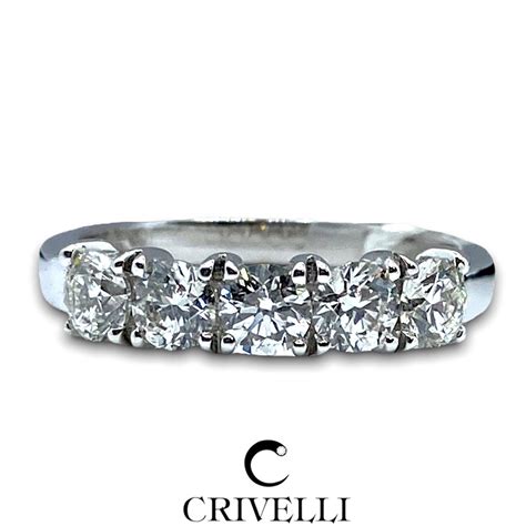 Anello Crivelli Veretta Riviera A 5 Pietre In Oro Bianco E Diamanti Ct