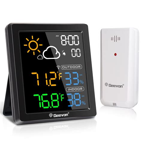 Geevon Indoor Outdoor Thermometer Digital Wireless Color Display