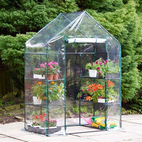 Vonhaus Walk In Greenhouse Pvc Plastic Garden Grow Green House With 6