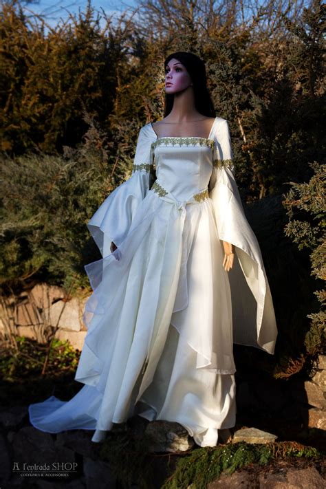 Elven Gown White Color Elf Wedding Dress Medieval Dress Etsy