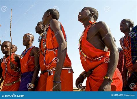 Maasai Warrior Perform Dance In Their Traditional Clothes And Jewelry