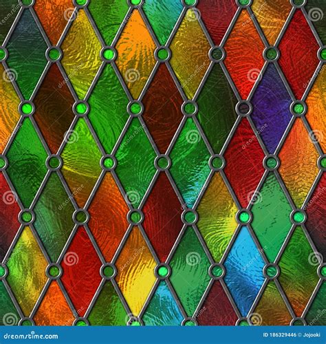 Stained Glass Seamless Texture With Geometric Pattern For Window Colored Glass 3d Illustration