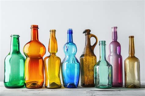 Premium Photo A Collection Of Different Colored Glass Bottles With