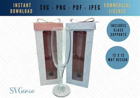 Flute Box SVG Template Champagne Glass Box Vector Prosecco Etsy UK