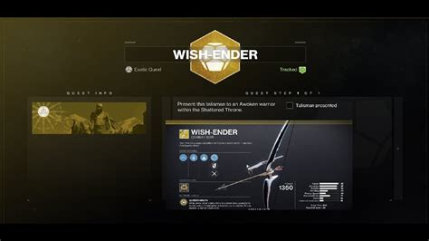 Solo WISH ENDER Present This Talisman Quest The Destiny 2