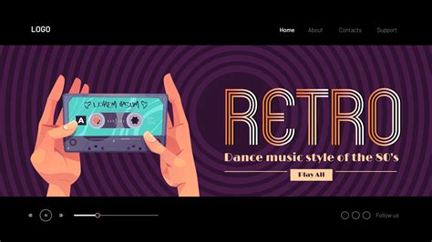 Retro dance music style of 80s banner 14634580 Vector Art at Vecteezy