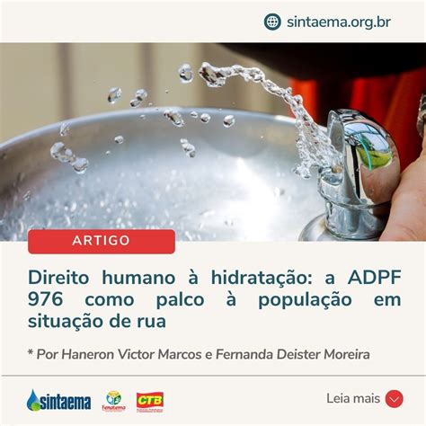 Artigo Direito Humano Hidrata O A Adpf Como Palco Popula O