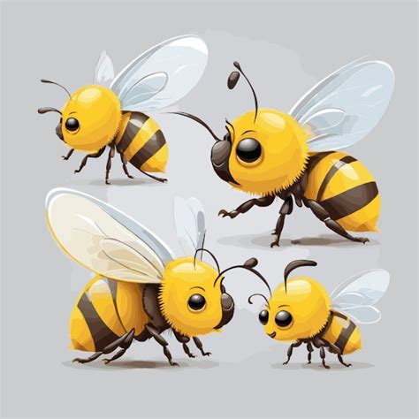 Vector De Abejas Sobre Un Fondo Blanco Vector Premium