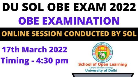 Du Sol First Semester Obe Exam March Online Session Conducted By