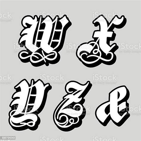 Style Gothique Lettre De Lalphabet Lettres W X Y Z Esperluette Vecteurs