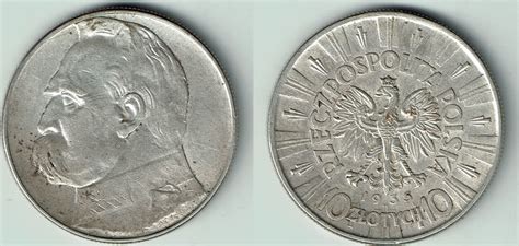 Polen Kursmünze 10 Zloty 1935 Jozef Pilsudski Erhaltung siehe Scan