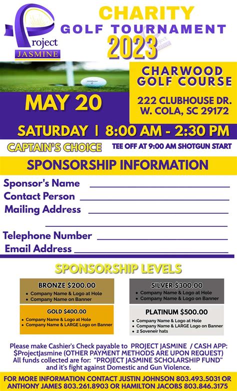 Charity Golf Tournament, 5/20 - Project Jasmine