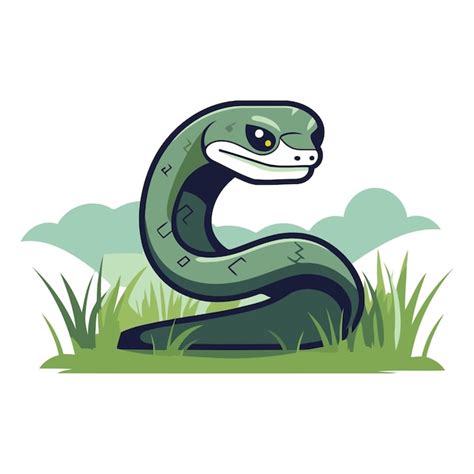 Serpiente En La Hierba Aislada En Fondo Blanco Vector Premium