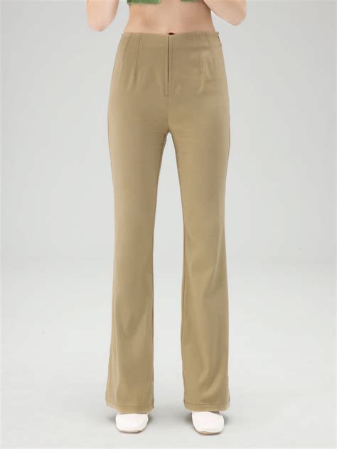 Solid Flare Leg Trousers Cider