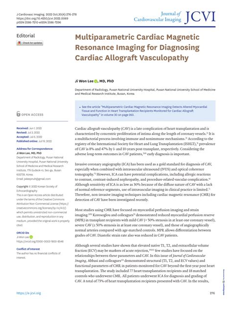 PDF Multiparametric Cardiac Magnetic Resonance Imaging For Diagnosing