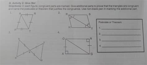 Solved Iii Activity Give Me Directions In Each Figure Congruent