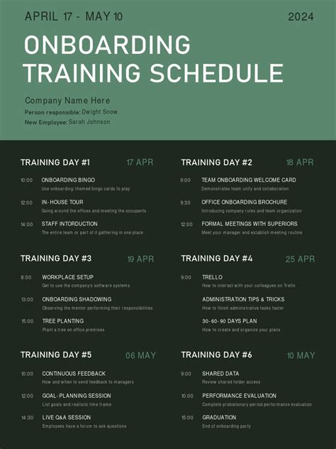 Onboarding Training Schedule: Company Name Here | Download Free PDF ...