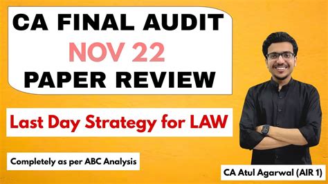 CA FINAL AUDIT NOV 2022 PAPER REVIEW Last Day Strategy For LAW By