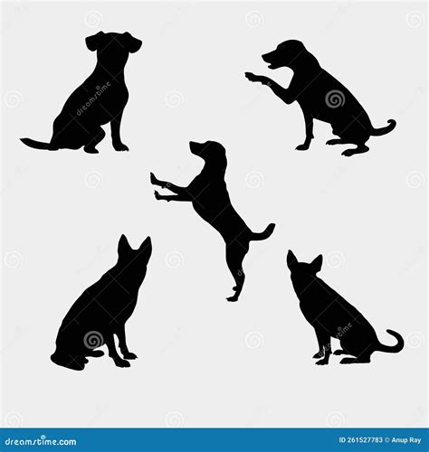 Dog Sitting Silhouette Vector Artwork Bundle Stock Vector