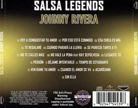 Car Tula Trasera De Johnny Rivera Salsa Legends Portada