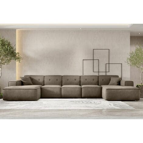 Wohnlandschaft Sofa U Form Cesina Xl In Stoff Opera Velvet Taupe