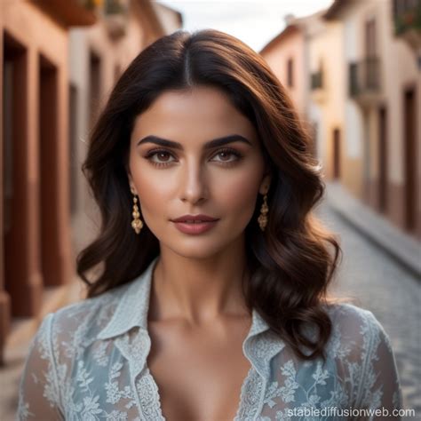 Bald Brunette Woman With Curly Hair Stable Diffusion Online