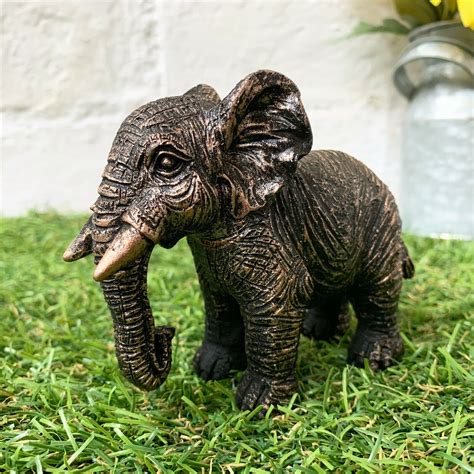 Miniature Bronze Resin African Elephant Garden Statue | Etsy