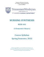 Nu Syllabus Spring Docx Tennessee Wesleyan University