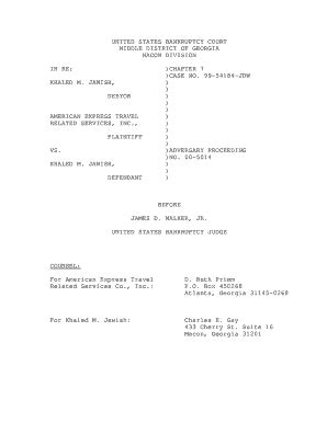 In Re Jawish Middle District Of Georgia Gamb Uscourts Form Fill Out