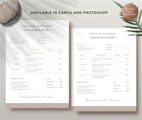 Photography Business Invoice Template Creative Market