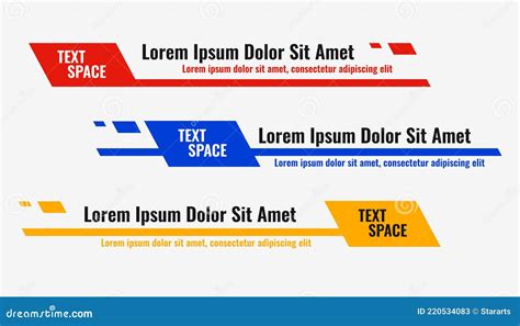 Modern Lower Third Template In Three Colors Vector Illustration