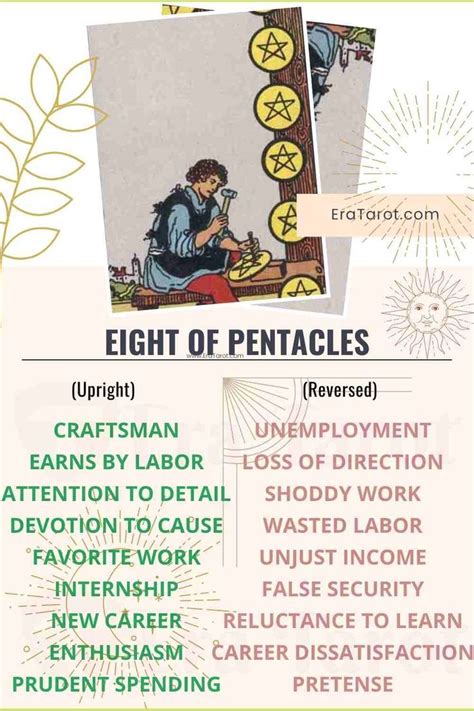 Eight Of Pentacles Tarot Card Meaning Reversed Yes And No Love Life