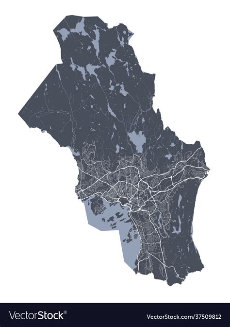 Oslo municipality county map detailed map oslo Vector Image