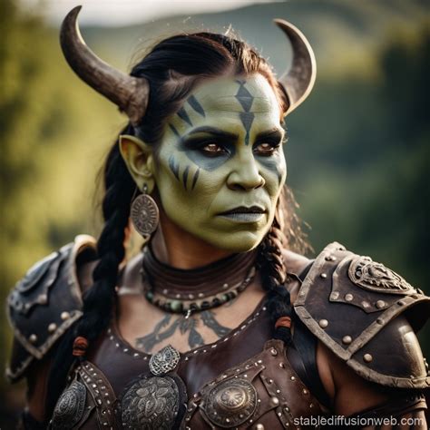 Female Orc Shaman With Leather Armor Stable Diffusion Trực Tuyến