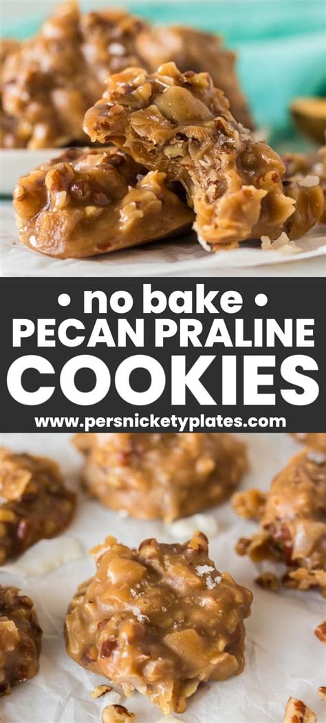 These Easy No Bake Coconut Praline Cookies Combine Pecans Chewy