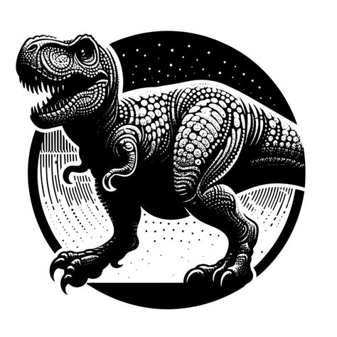 negro y blanco ilustración de un tirano saurio Rex dinosaurio 44014662