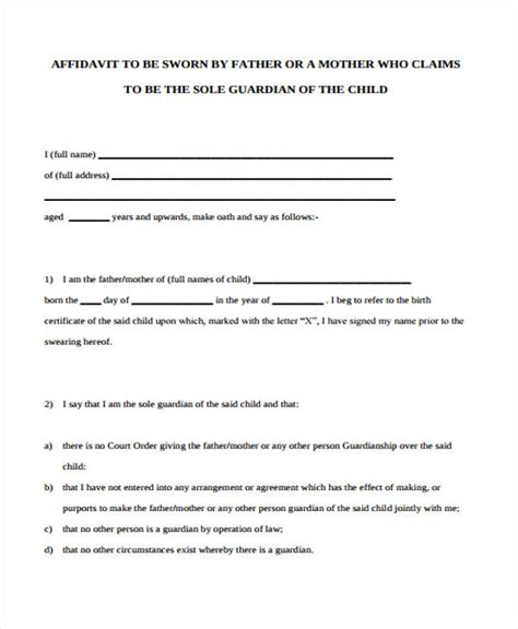 Affidavit For Immigration Form