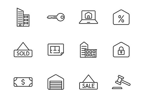 Vector Real Estate Icons For Web Ui And Print Vector Sale Bathtub