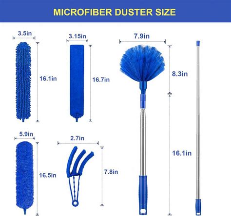 Vislone Telescoping Cleaner Set Bendable Washable Dusters With 100” Extendable Pole 6pcs Kit