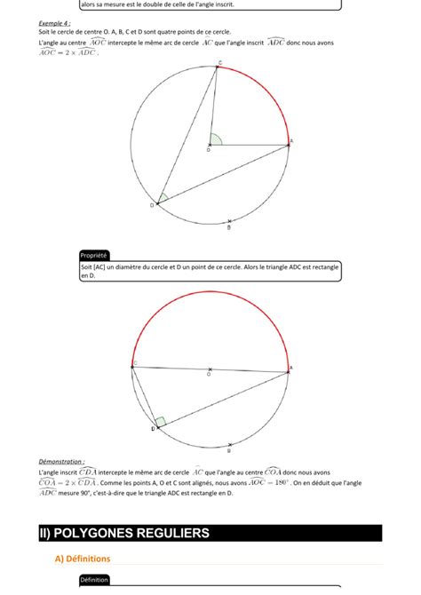 angles inscrits et polygones réguliers 3ème année collège الصفحة 2 من