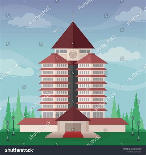 Vector Illustration Universitas Indonesia University Building Stock