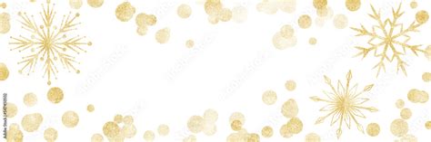 Christmas banner with golden snowflakes and confetti on transparent ...