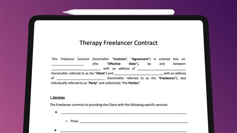 THE Working Therapy Freelance Contract Template Free