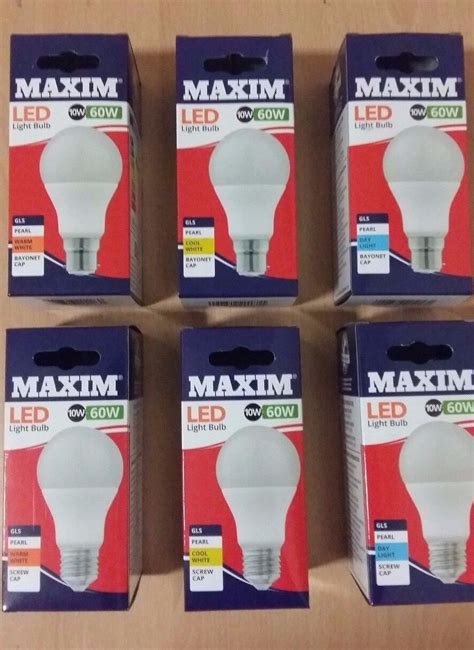 Maxim LED GLS Bulbs 6w 10w 16w BC B22 ES E27 Warm Cool Day White 40w