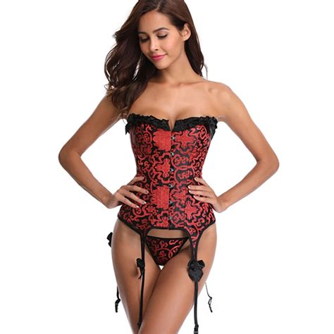 Westy Corselet corsé Steampunk para mujer Top Sexy gótico rojo con